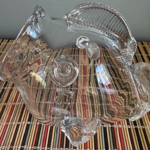 Vintage Hand-Blown Clear Glass Fish Vase Empoli Blenko Style Art Glass 6" - Picture 8 of 11